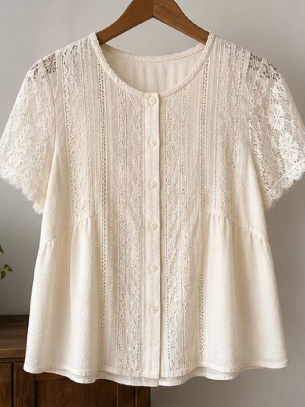 Cream Ruffle Blouse